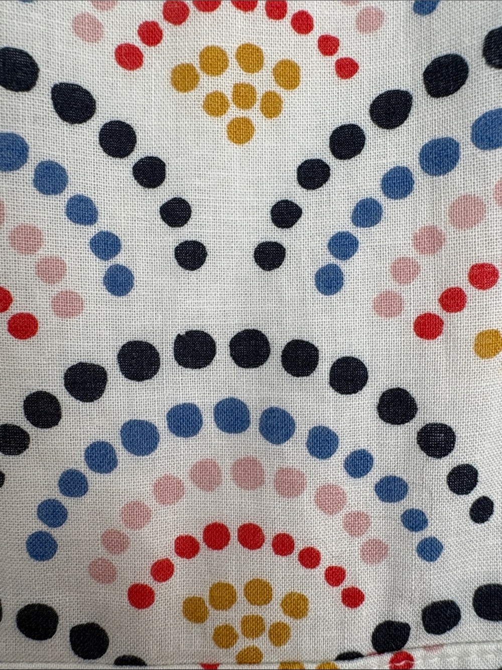 Boden Cotton/Linen Sleeveless V-Neck White Dress with Multicolor Dot Fan Print - Picture 12 of 14